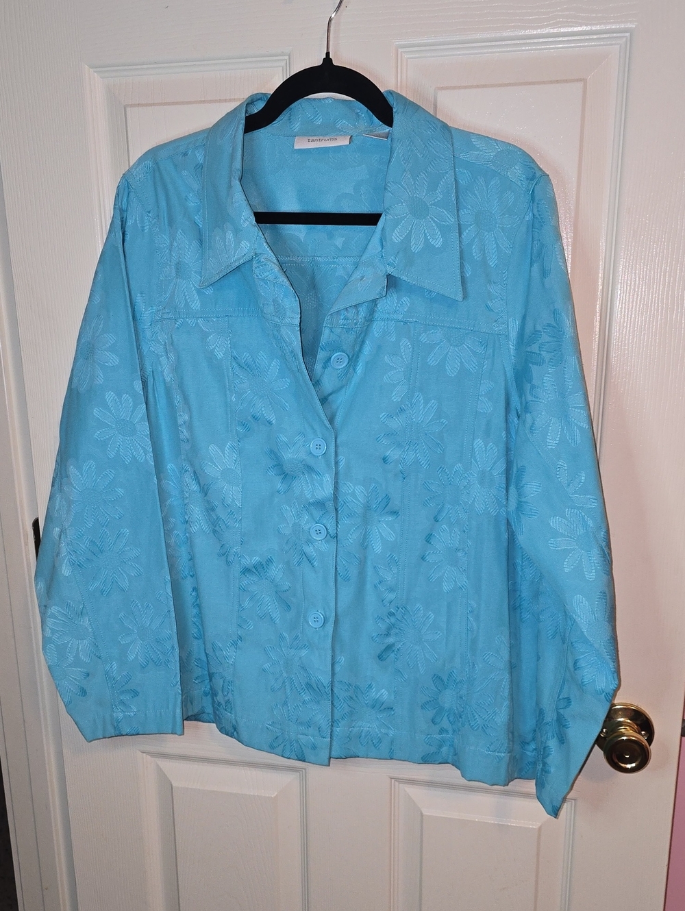 Tantrums Blue Floral Jacquard Button-Down Shirt